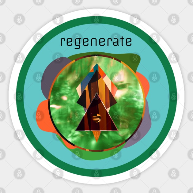 Regenerate - Eco Warrior Green Design Sticker by Davey's Designs